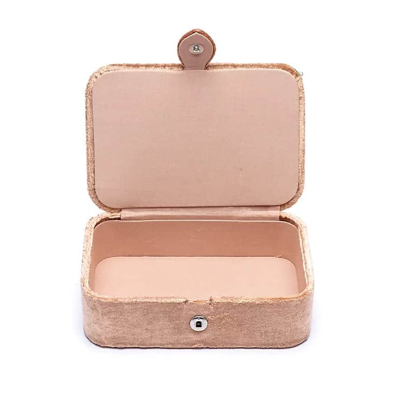 Beige Samtbox für Schmuck und Tarotkarten mit Blumenmotiv
