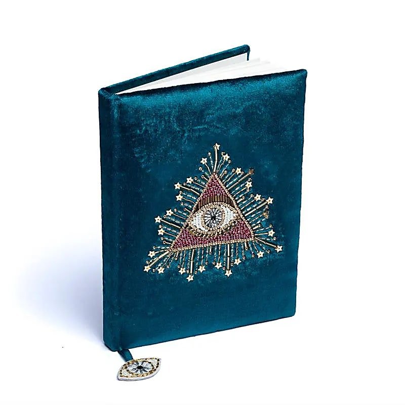 Petrol Tarot Eye Velvet Notebook — 20x15 cm