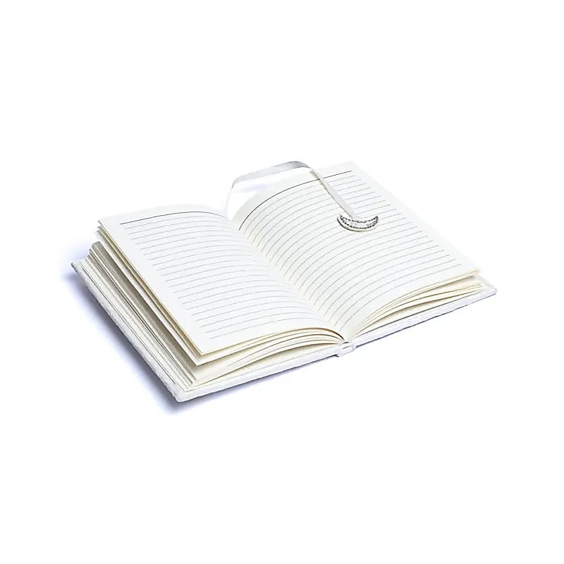 White Sun & Moon Velvet Notebook — 20x15 cm