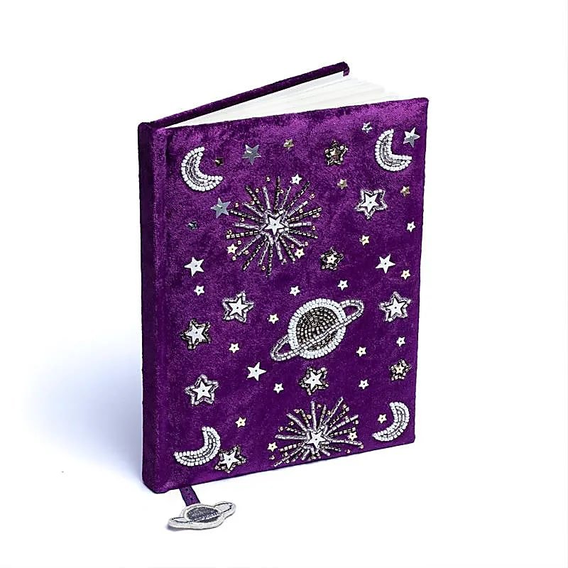 Purple Galaxy Velvet Notebook — 20x15 cm
