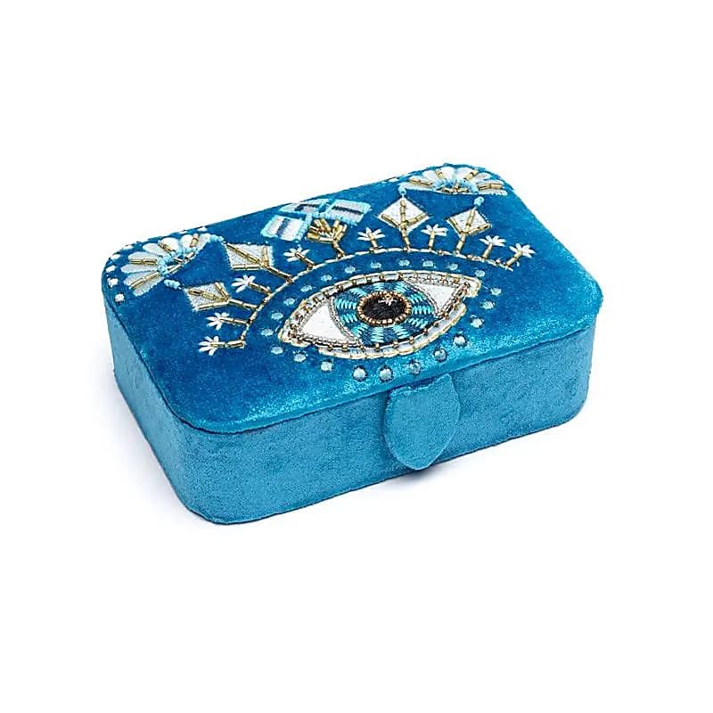 Blue Eye of Providence Velvet Jewellery & Tarot Box