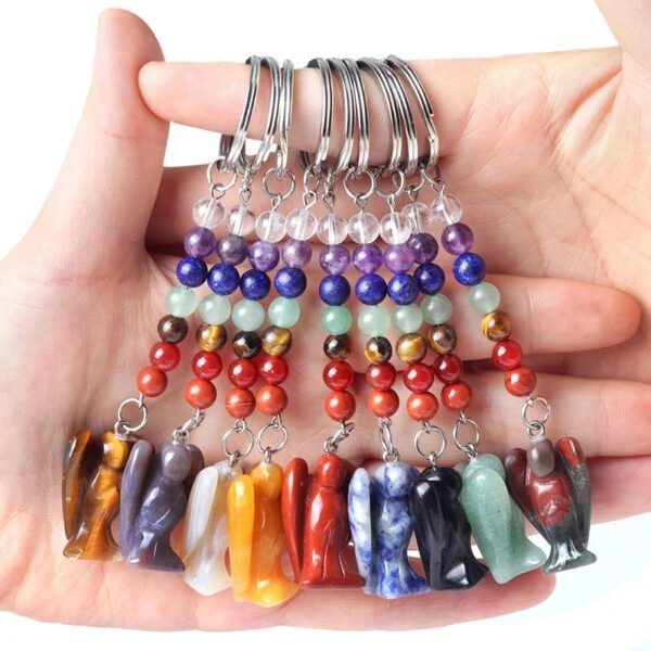 Seven Chakra Crystal Angel Keychain
