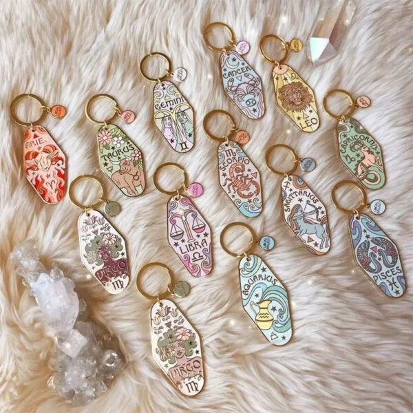 Zodiac Sign Enamel Keychain