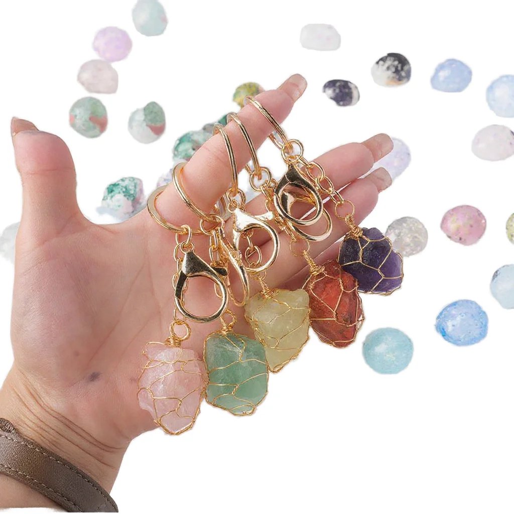 Natural Raw Crystal Keychain