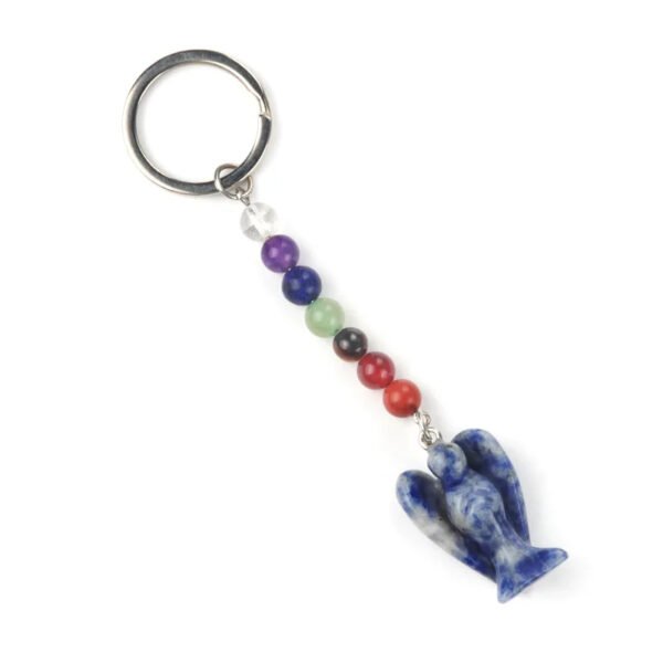 Seven Chakra Crystal Angel Keychain - Blue Dot Stone