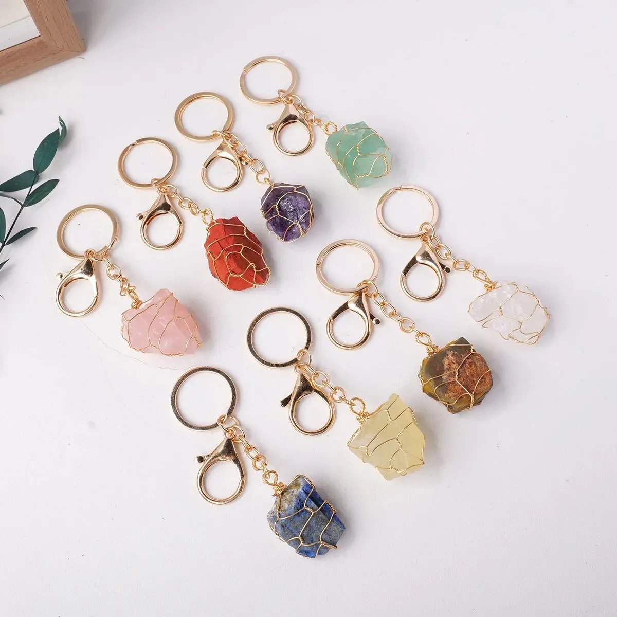 Natural Raw Crystal Keychain