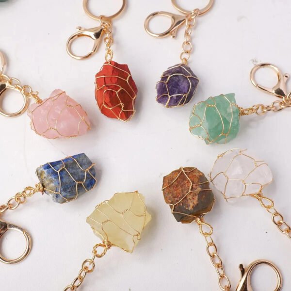 Natural Raw Crystal Keychain